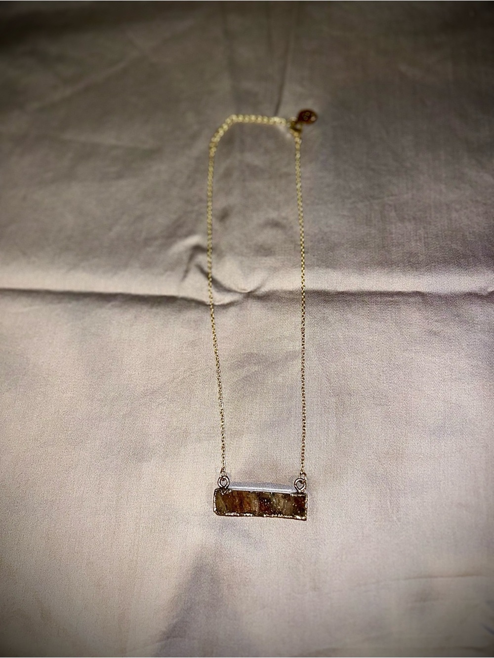Delicate Gold Bar Necklace with Brown Druzy Stone Accent (Nordstrom)